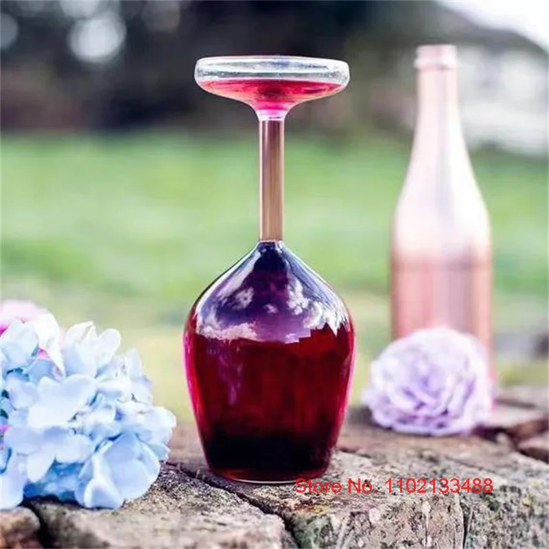 Creative Upside Down Goblet Wine Cup Funny Party Glassware High Borosilicate Glass Inverted Wineglass