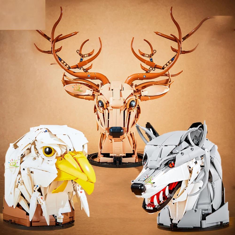 Creative Wolf Deer Eagle Head Model Building Blocks Animal Pendant Wall Decor Wall Hanging Sculpture Home Decor Toy Creative Wolf Deer Eagle Head Model Building Blocks Animal Pendant Wall Decor Wall Hanging Sculpture Home Decor Toy