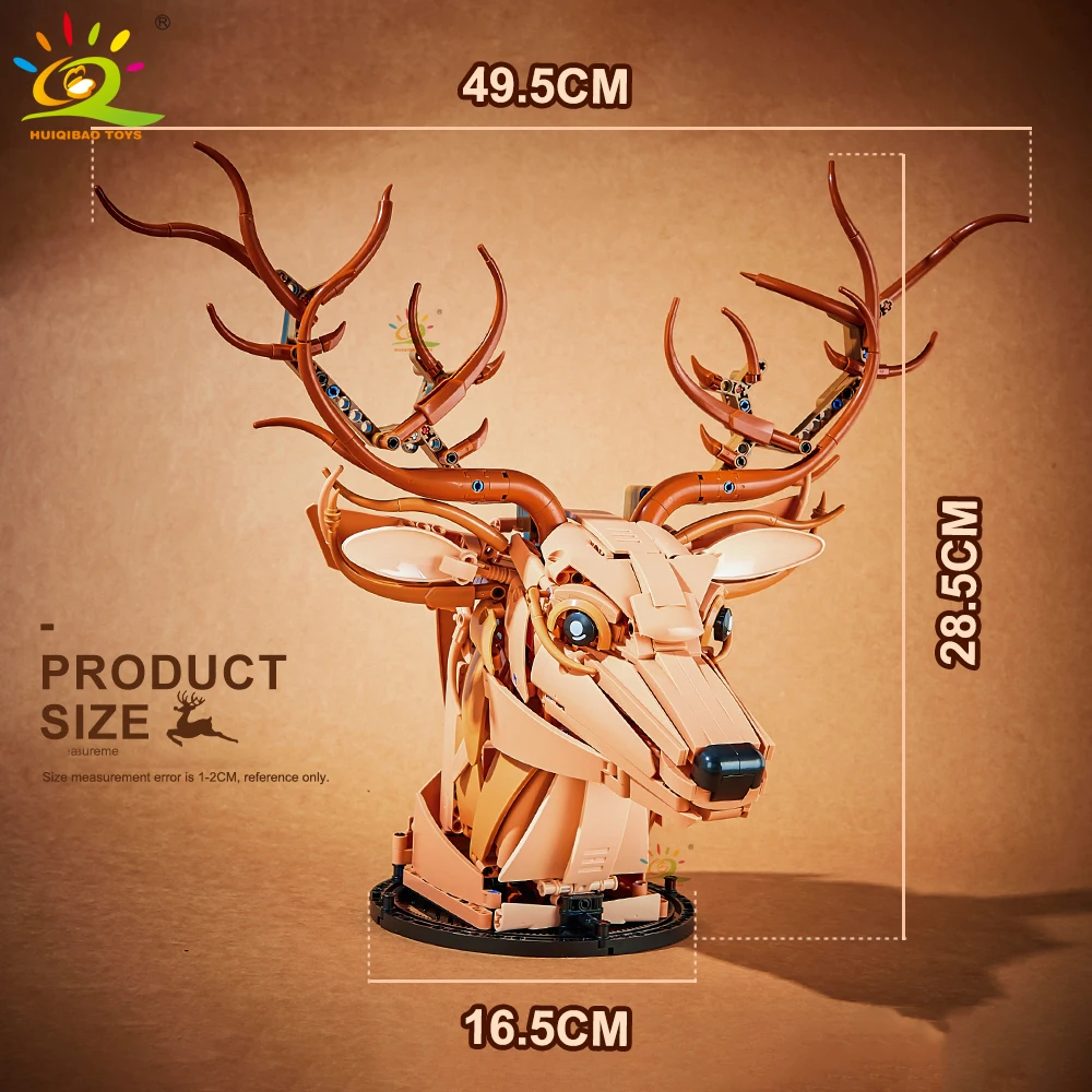 Creative Wolf Deer Eagle Head Model Building Blocks Animal Pendant Wall Decor Wall Hanging Sculpture Home Decor Toy