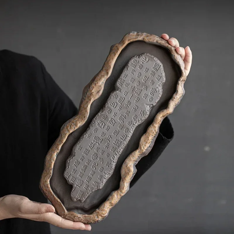 Creativity Tray Heart Sutra Tea Board Chinese Retro Pot Tray Ceramic Pot Bearing Dry Brewing Table Water Storage Type Creativity Tray Heart Sutra Tea Board Chinese Retro Pot Tray Ceramic Pot Bearing Dry Brewing Table Water Storage Type