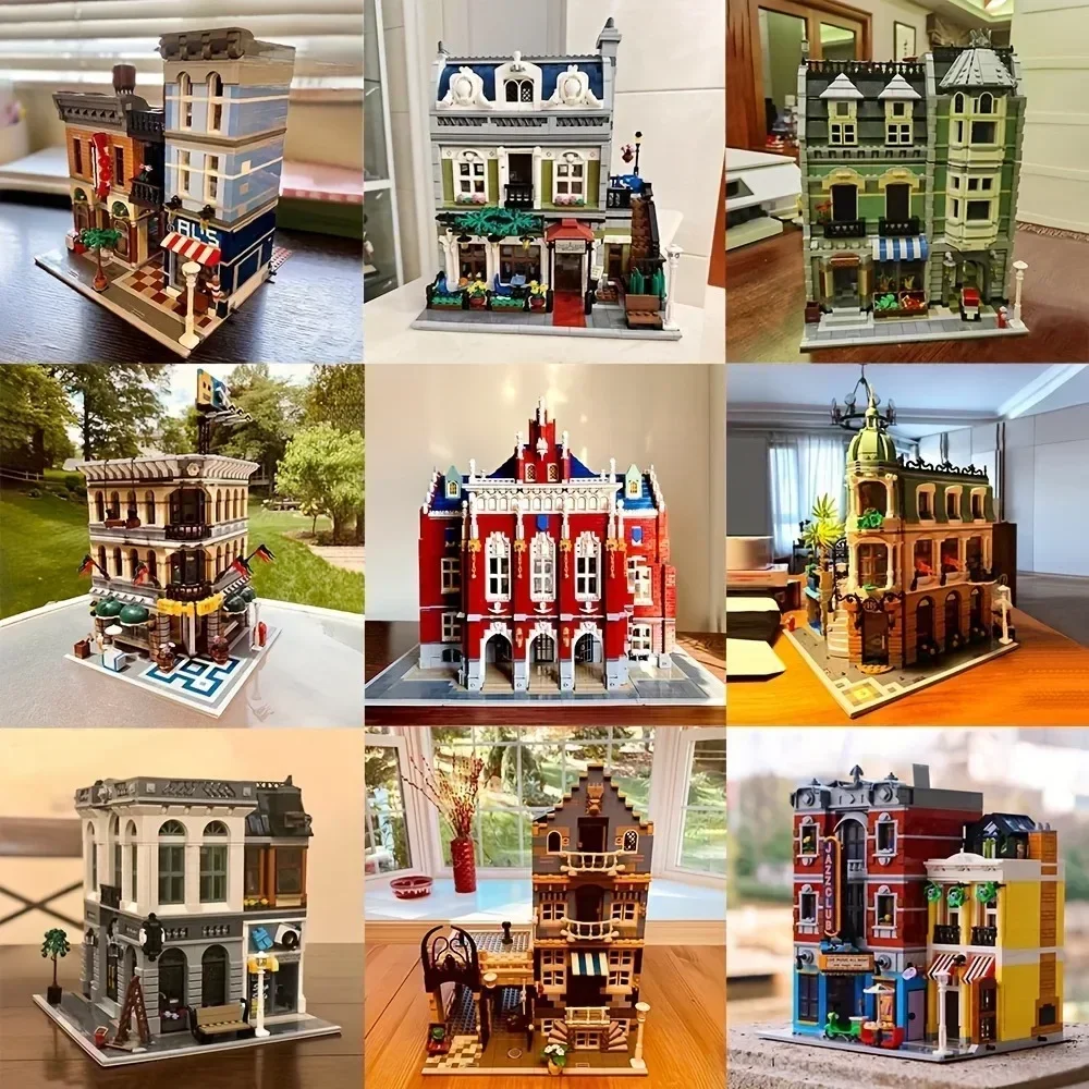 Creatoring Expert Brick Bank Cafe Corner Model MOC Street View House Building Blocks Toys Pet Book Shop Town Hall Creatoring Expert Brick Bank Cafe Corner Model MOC Street View House Building Blocks Toys Pet Book Shop Town Hall