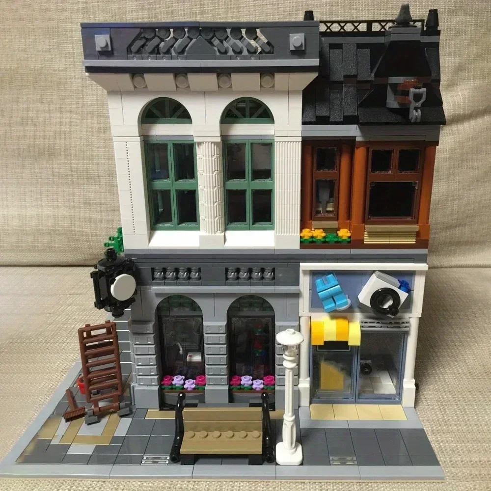 Creatoring Expert Brick Bank Cafe Corner Model MOC Street View House Building Blocks Toys Pet Book Shop Town Hall Creatoring Expert Brick Bank Cafe Corner Model MOC Street View House Building Blocks Toys Pet Book Shop Town Hall