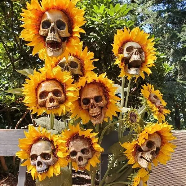 Creepy Skull Sunflower Flowers Skull Festival Art Craft Garden Decoration Simulation Flower Ornaments Halloween Creepy Skull Sunflower Flowers Skull Festival Art Craft Garden Decoration Simulation Flower Ornaments Halloween