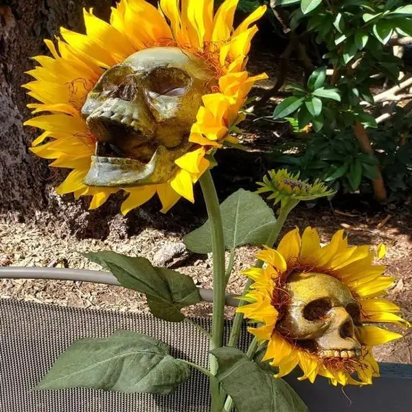 Creepy Skull Sunflower Flowers Skull Festival Art Craft Garden Decoration Simulation Flower Ornaments Halloween