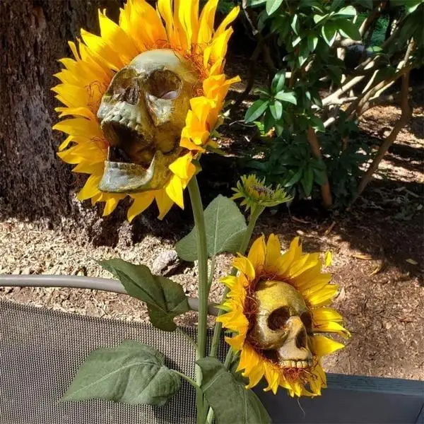 Creepy Skull Sunflower Flowers Skull Festival Art Craft Garden Decoration Simulation Flower Ornaments Halloween