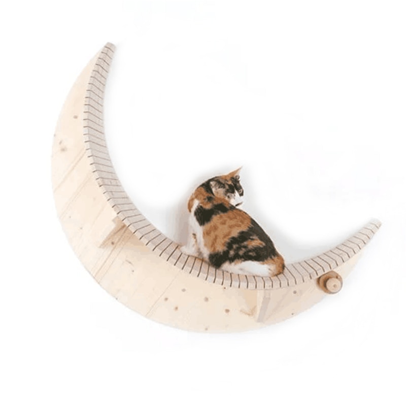 Crescent Wooden Cat Wall Platform Crescent Wooden Cat Wall Platform