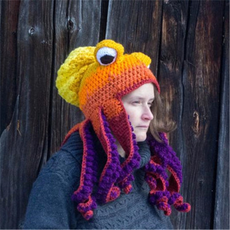 Crochet Octopus Hat Winter Headwear Crochet Octopus Hat Winter Headwear