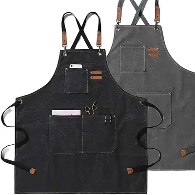 Cross-Back Design Canvas Work Apron Cross-Back Design Canvas Work Apron