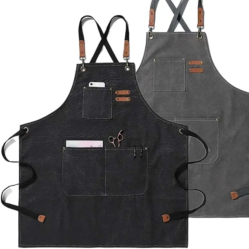 Cross-Back Design Canvas Work Apron Cross-Back Design Canvas Work Apron