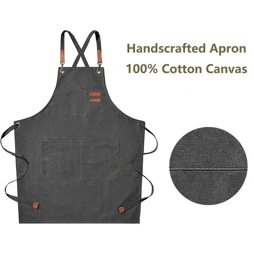 Cross-Back Design Canvas Work Apron Cross-Back Design Canvas Work Apron