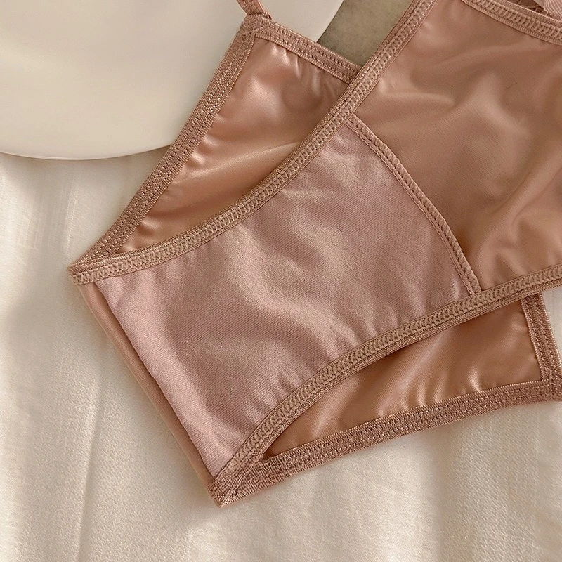Cross Belt Lace Transparent Sexy Underpants Women's Low Waist Mesh Hollowed Bow Panties Cotton Breathable Briefs