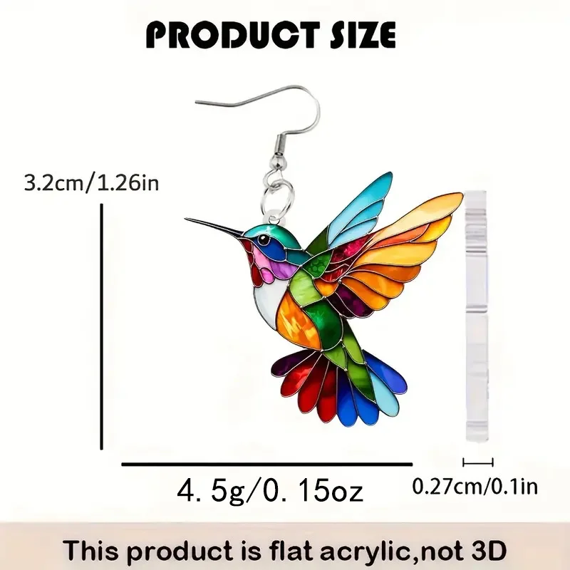 Cross border Spring Festival Colorful Bird Acrylic Earrings from Europe and America, Fashion Retro Earrings