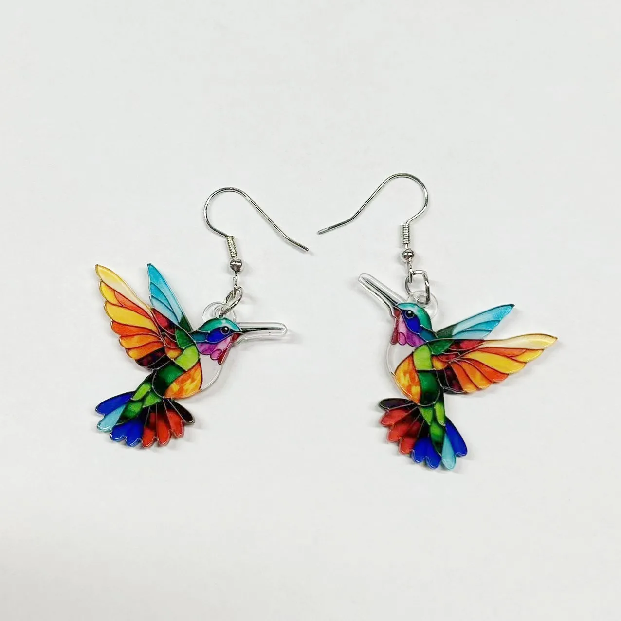 Cross border Spring Festival Colorful Bird Acrylic Earrings from Europe and America, Fashion Retro Earrings
