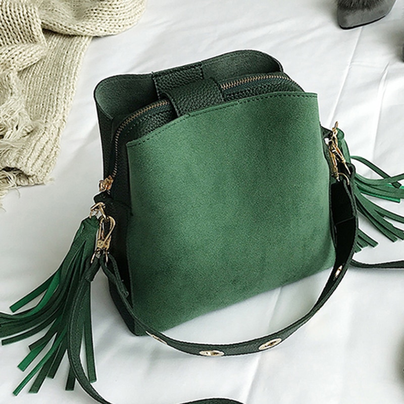 Cross Shoulder Bag Suede Bucket