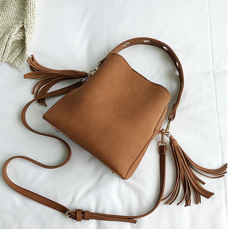 Cross Shoulder Bag Suede Bucket