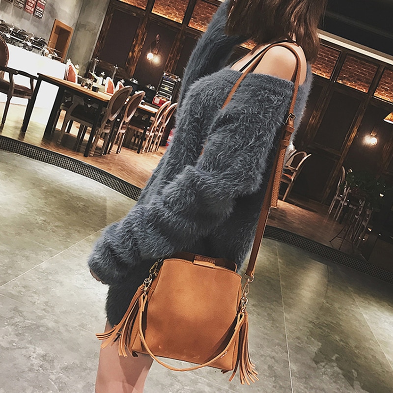 Cross Shoulder Bag Suede Bucket