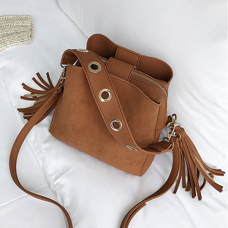 Cross Shoulder Bag Suede Bucket