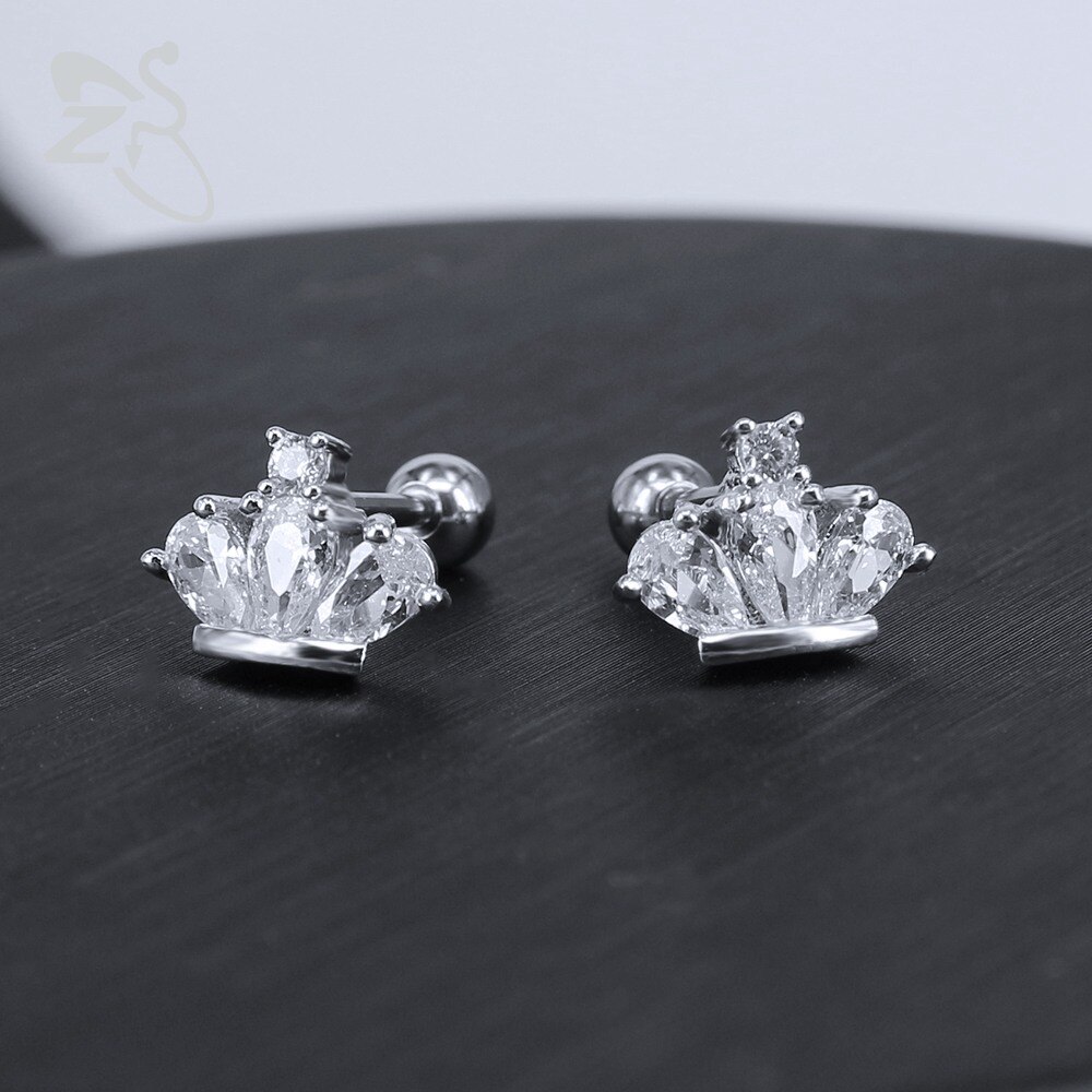Crown Earrings Stainless Steel Stud Earrings