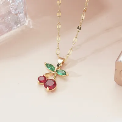 Crystal Cherry Pendant Necklace Crystal Cherry Pendant Necklace