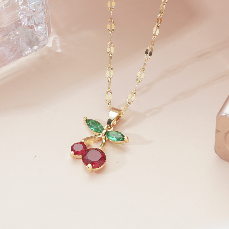 Crystal Cherry Pendant Necklace Crystal Cherry Pendant Necklace