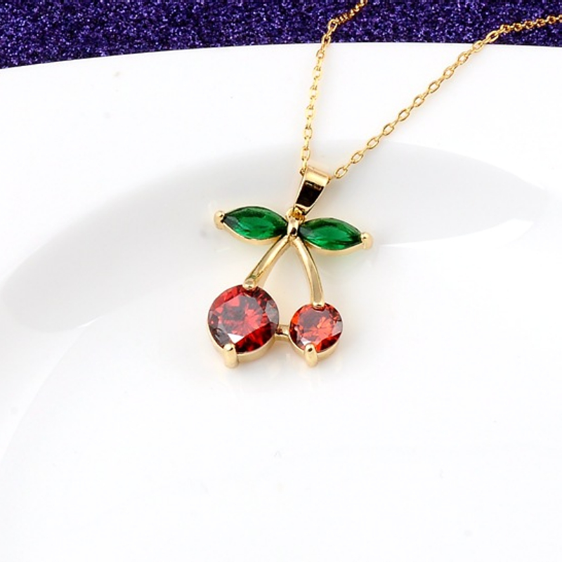 Crystal Cherry Pendant Necklace Crystal Cherry Pendant Necklace