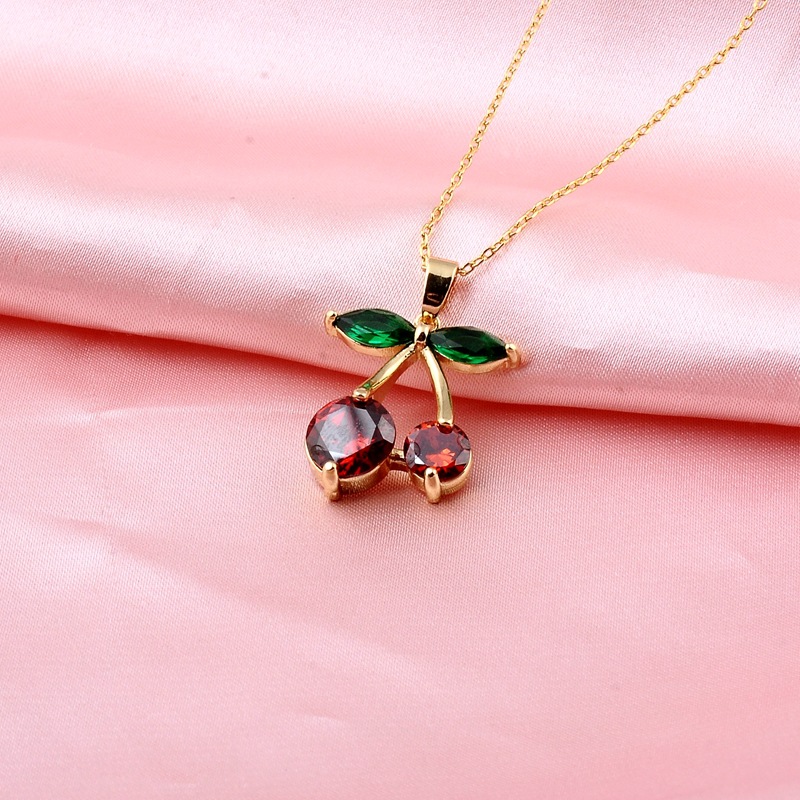 Crystal Cherry Pendant Necklace Crystal Cherry Pendant Necklace