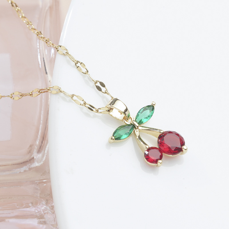 Crystal Cherry Pendant Necklace Crystal Cherry Pendant Necklace