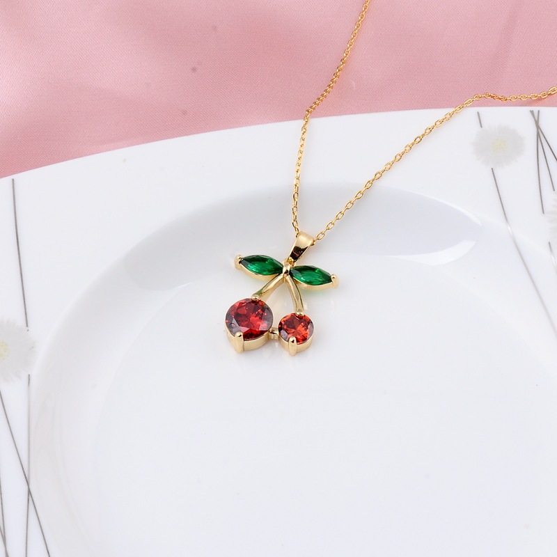 Crystal Cherry Pendant Necklace Crystal Cherry Pendant Necklace