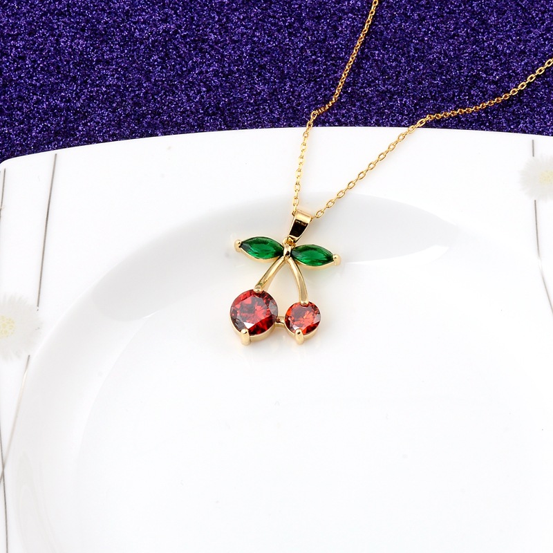 Crystal Cherry Pendant Necklace Crystal Cherry Pendant Necklace