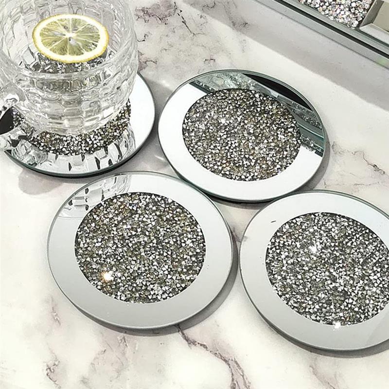 Crystal Glass Mirrored Coasters (4pcs)