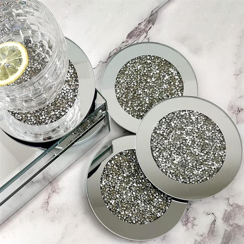 Crystal Glass Mirrored Coasters (4pcs) Crystal Glass Mirrored Coasters (4pcs)