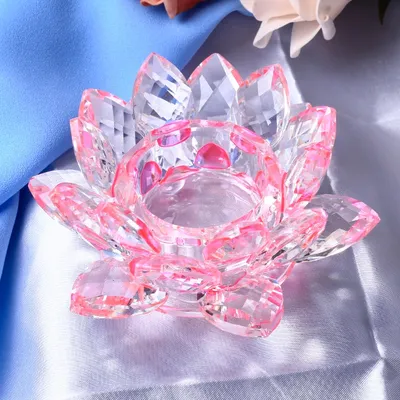 Crystal Lotus Candle Holder Decor