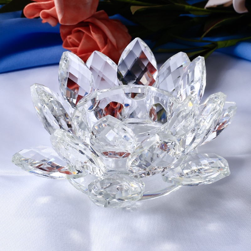 Crystal Lotus Candle Holder Decor