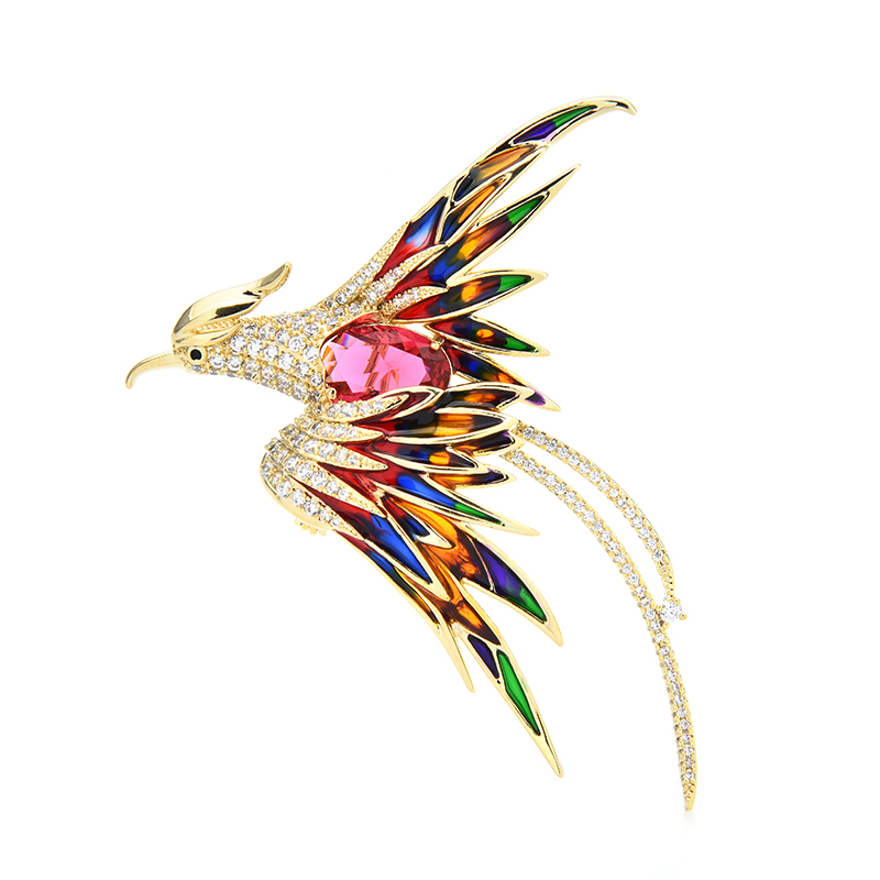 Crystal Phoenix Bird Brooches For Women Men 5 Color Enamel Flying Beauty Bird Party Office Brooch Pin Gifts Crystal Phoenix Bird Brooches For Women Men 5 Color Enamel Flying Beauty Bird Party Office Brooch Pin Gifts
