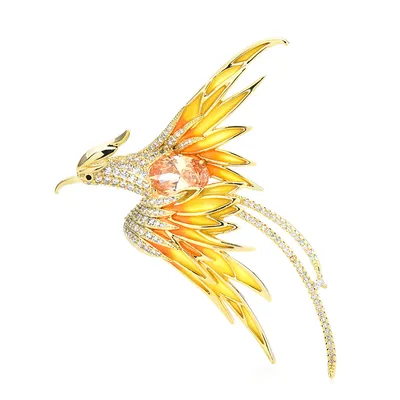 Crystal Phoenix Bird Brooches For Women Men 5 Color Enamel Flying Beauty Bird Party Office Brooch Pin Gifts