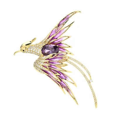 Crystal Phoenix Bird Brooches For Women Men 5 Color Enamel Flying Beauty Bird Party Office Brooch Pin Gifts