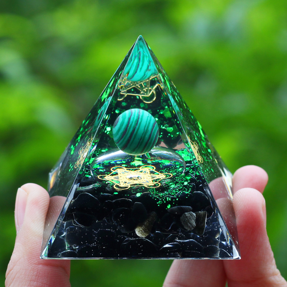 Crystals Stone Orgone Pyramid Energy Generator Natural Amethyst Peridot Reiki Chakra Meditation Tool Room Decor
