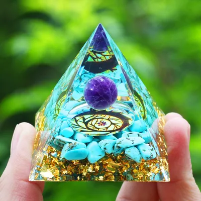 Crystals Stone Orgone Pyramid Energy Generator Natural Amethyst Peridot Reiki Chakra Meditation Tool Room Decor