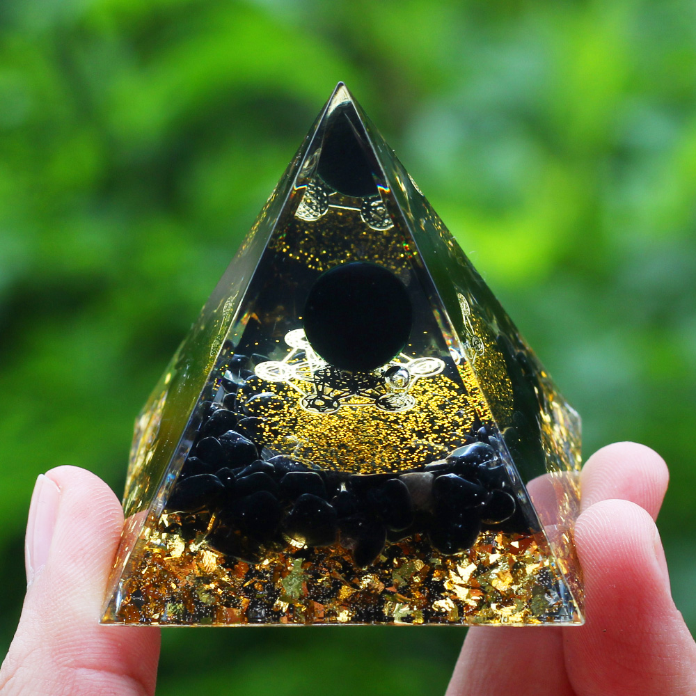 Crystals Stone Orgone Pyramid Energy Generator Natural Amethyst Peridot Reiki Chakra Meditation Tool Room Decor