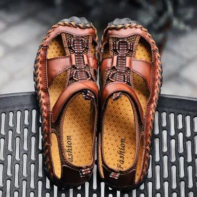 Cungel Men Sandals Genuine Leather Sandals Summer Casual Shoes Men's Roman Beach Sandals Sandalias De Hombre De Cuero Cungel Men Sandals Genuine Leather Sandals Summer Casual Shoes Men's Roman Beach Sandals Sandalias De Hombre De Cuero