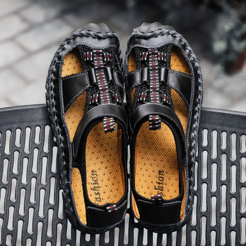 Cungel Men Sandals Genuine Leather Sandals Summer Casual Shoes Men's Roman Beach Sandals Sandalias De Hombre De Cuero Cungel Men Sandals Genuine Leather Sandals Summer Casual Shoes Men's Roman Beach Sandals Sandalias De Hombre De Cuero
