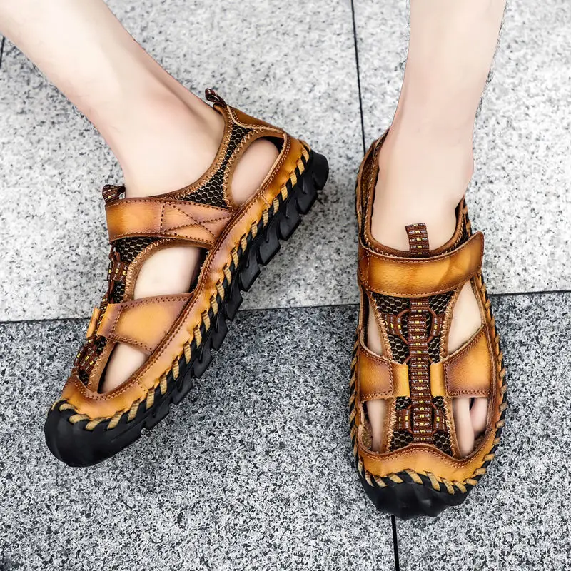Cungel Men Sandals Genuine Leather Sandals Summer Casual Shoes Men's Roman Beach Sandals Sandalias De Hombre De Cuero Cungel Men Sandals Genuine Leather Sandals Summer Casual Shoes Men's Roman Beach Sandals Sandalias De Hombre De Cuero
