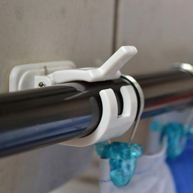 Curtain Rod Holders Adhesive Wall Clip (2Pcs)