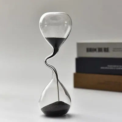 Curve Design Black Hourglass Modern Style Home Decor Accessories Glass Craft Simple Interior Table Ornament Aesthetic Curve Design Black Hourglass Modern Style Home Decor Accessories Glass Craft Simple Interior Table Ornament Aesthetic