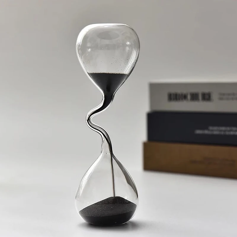Curve Design Black Hourglass Modern Style Home Decor Accessories Glass Craft Simple Interior Table Ornament Aesthetic
