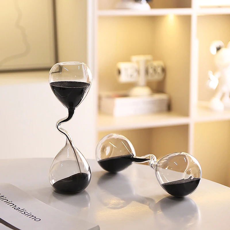 Curve Design Black Hourglass Modern Style Home Decor Accessories Glass Craft Simple Interior Table Ornament Aesthetic Curve Design Black Hourglass Modern Style Home Decor Accessories Glass Craft Simple Interior Table Ornament Aesthetic