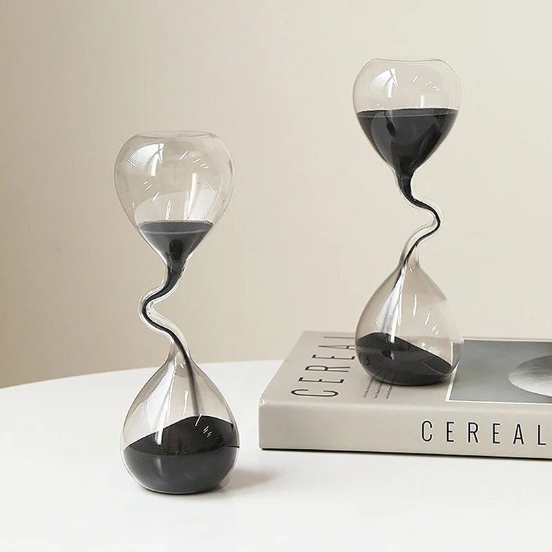 Curve Design Black Hourglass Modern Style Home Decor Accessories Glass Craft Simple Interior Table Ornament Aesthetic Curve Design Black Hourglass Modern Style Home Decor Accessories Glass Craft Simple Interior Table Ornament Aesthetic
