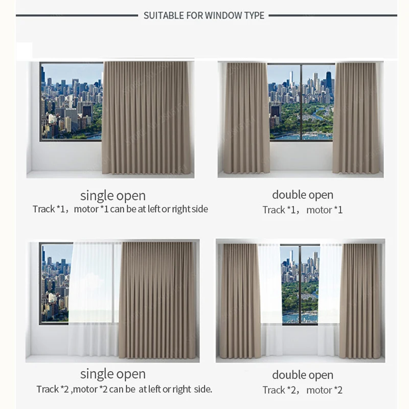 Customizable Super Quiet Curtain Track For Dooya Zigbee Motor A1/B1 motor Tuya Wifi Zigbee Motor Electric Curtain Rails