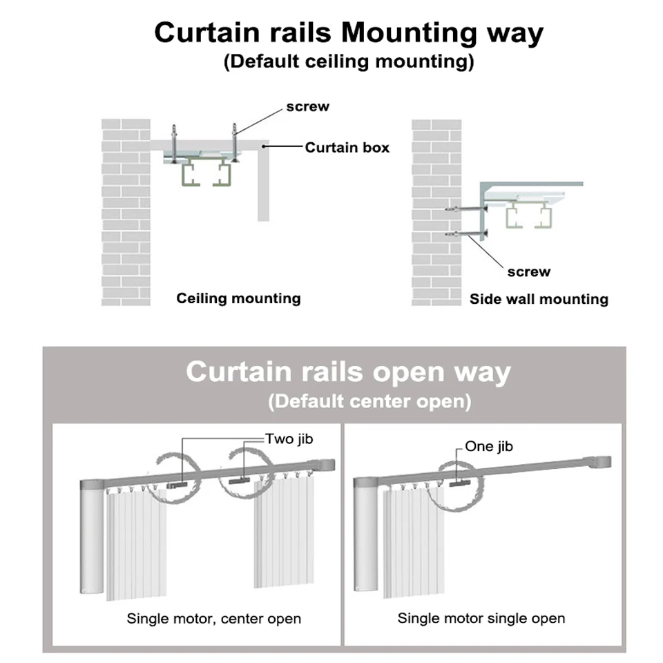 Customizable Super Quiet Curtain Track For Dooya Zigbee Motor A1/B1 motor Tuya Wifi Zigbee Motor Electric Curtain Rails