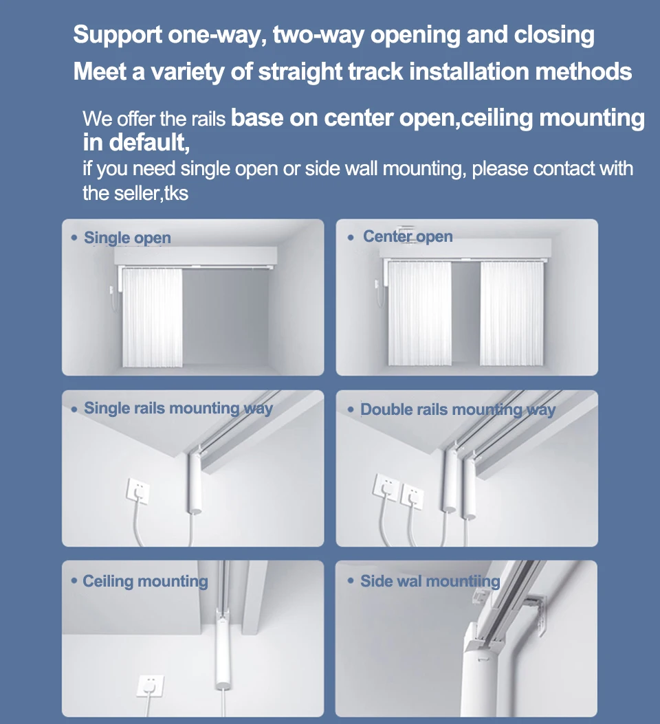 Customizable Super Quiet Curtain Track For Dooya Zigbee Motor A1/B1 motor Tuya Wifi Zigbee Motor Electric Curtain Rails
